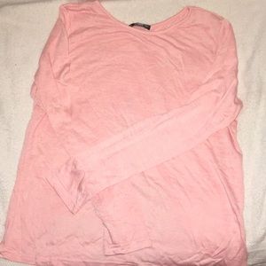 Pink long sleeve backless shirt
